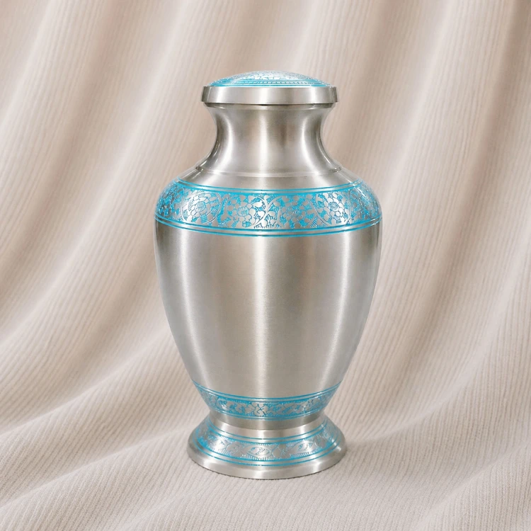 Aqua Filigree Prestige Brass Urn Image 1