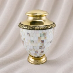 Aurora Pearl Mosaic Brass Urn image