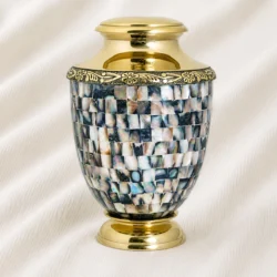 Celestial Pearl Mosaic Brass Urn image