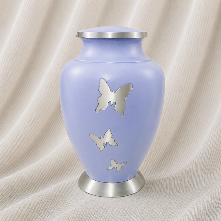 Lavender Grace Butterfly Brass Urn Image 1