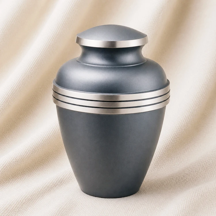 Graphite Crest Contemporary Aluminum Urn Image 1