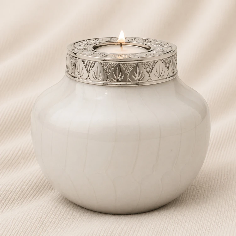 Ivory Lumière Memorial Candle Urn Image 1