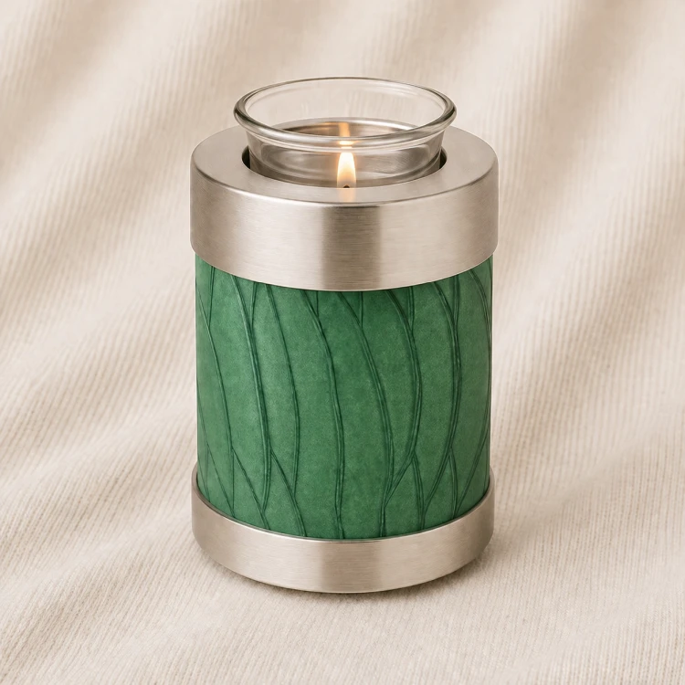 Emerald Glow Contemporary Candle Urn Image 1