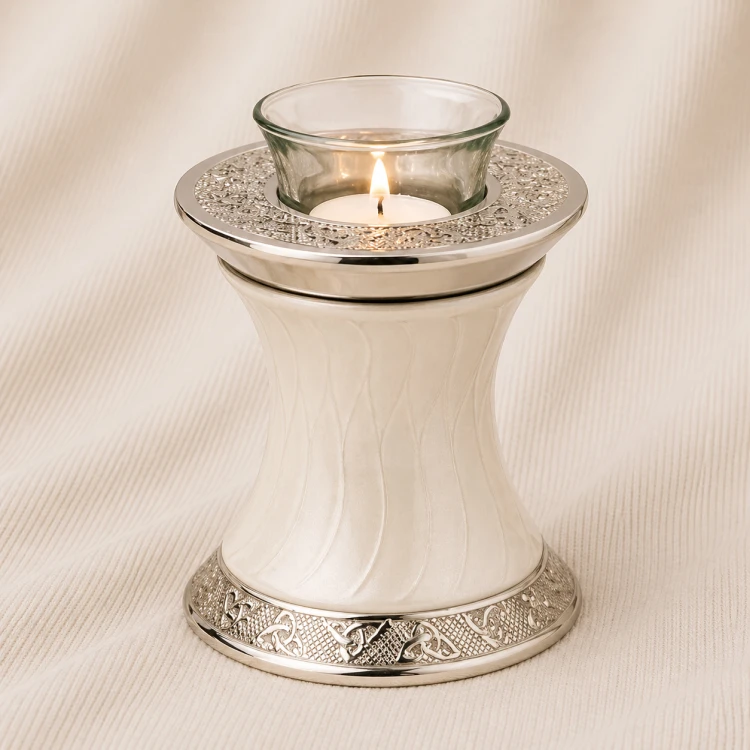 Ivory Halo Pedestal Candle Urn Image 1