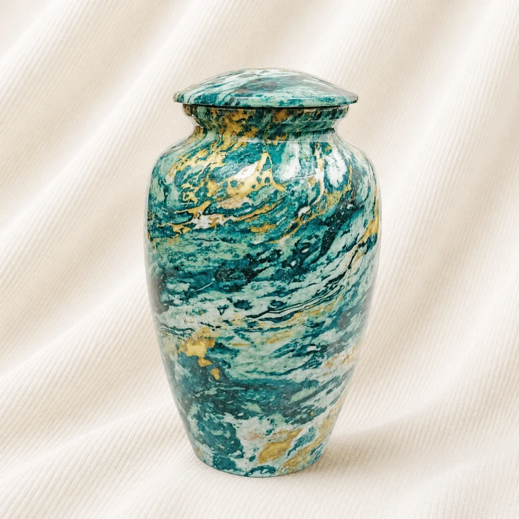 Emerald Tide Marble Memorial Urn Image 1