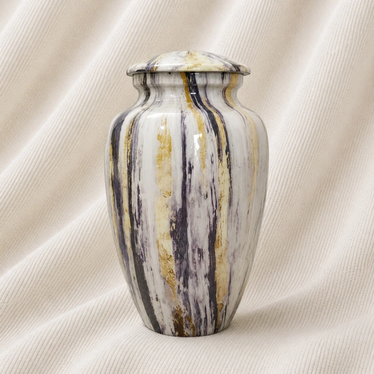 Golden Veil Marble Memorial Urn Image 1