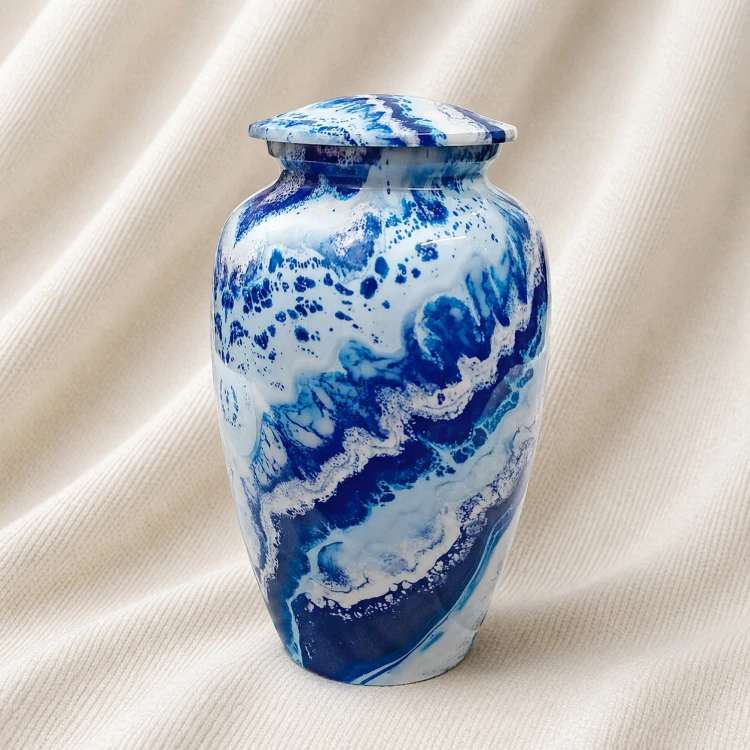 Azure Wave Marble Memorial Urn Image 1
