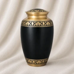 Midnight Gold Floral Brass Urn image