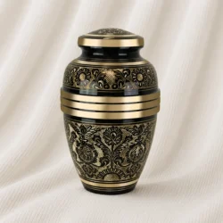 Imperial Noir Engraved Brass Urn image