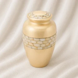 Golden Serenity Mosaic Brass Urn image