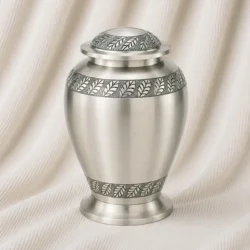 Silver Leaf Elegance Brass Urn image