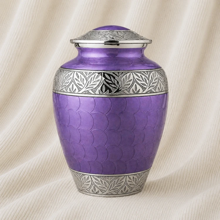 Violet Laurel Elegance Aluminum Urn Image 1