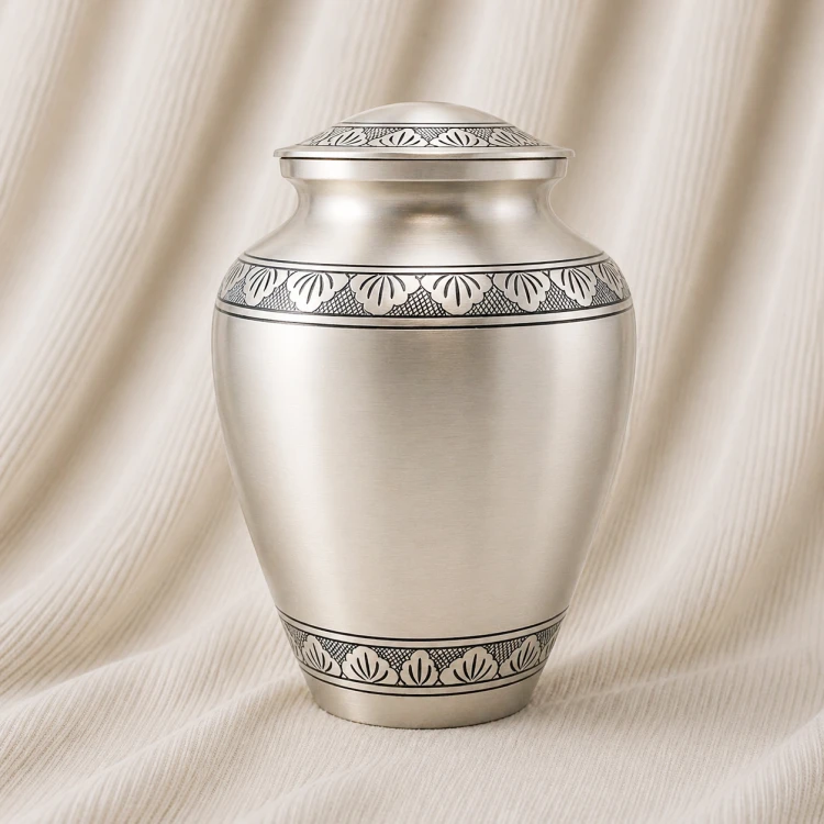 Classic Petal Silver Brass Urn Image 1