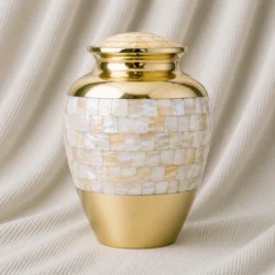 Pearl Mosaic Brass Urn image