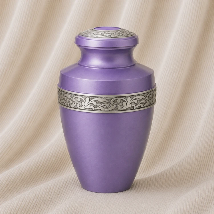 Amethyst Grace Engraved Aluminum Urn Image 1