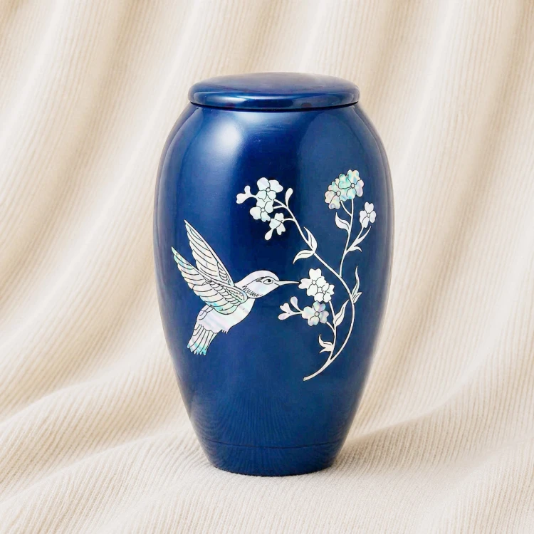 Azure Whisper Hummingbird Aluminum Urn Image 1
