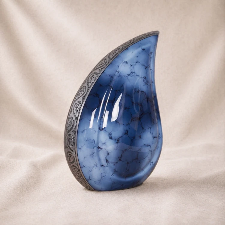 Azure Marble Teardrop Memorial Urn Image 1