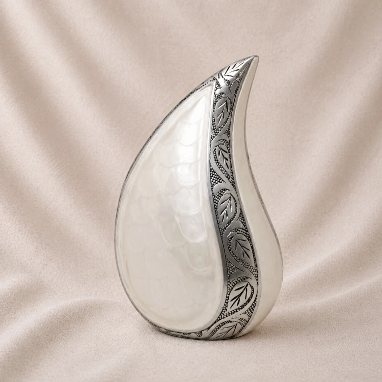 Ivory Pearl Teardrop Memorial Urn Image 1