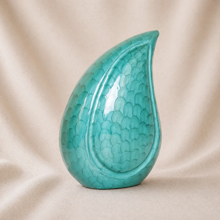 Seafoam Pearl Teardrop Memorial Urn Image 1