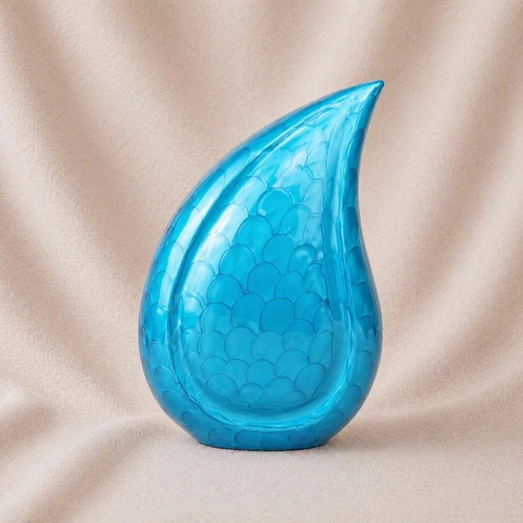 Aqua Crystal Teardrop Memorial Urn Image 1