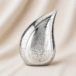 Ornate Silver Teardrop Memorial Urn image