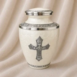 Celestia Ivory Crest Aluminum Urn image