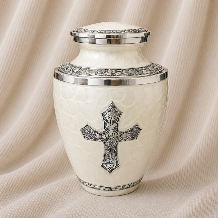 Celestia Ivory Crest Aluminum Urn Image 1