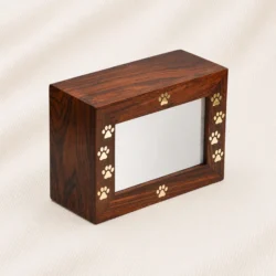 Pawprint Tribute Wooden Memorial Urn image