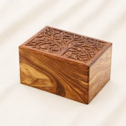 Tree of Life Carved Wooden Memorial Urn image