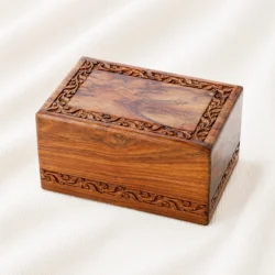 Ornate Heritage Carved Wooden Memorial Urn image