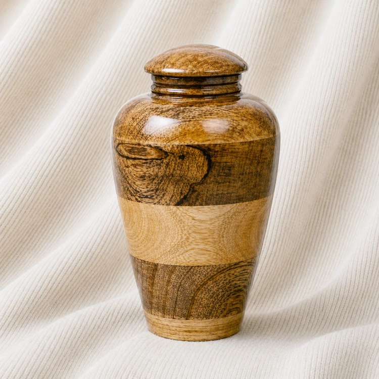 Dual Tone Handcrafted Wooden Memorial Urn Image 1