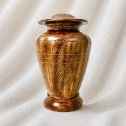 Classic Turned Wooden Memorial Urn with Ring Detail image