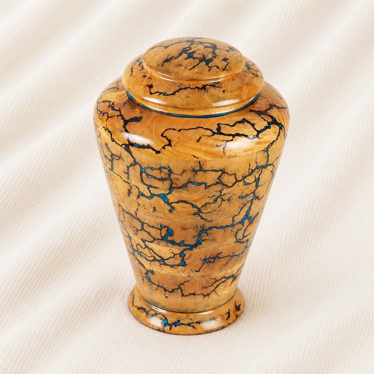 Lightning Vein Handcrafted Wooden Memorial Urn Image 1