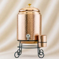 Classic Hammered Copper Water Dispenser Set image