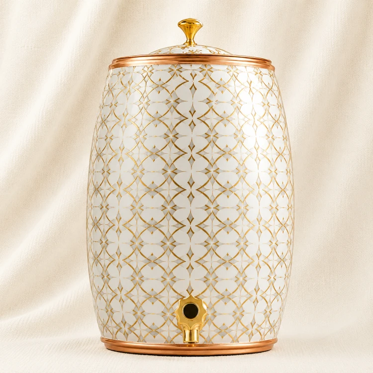 Ivory Gold Luxe Copper Water Dispenser Image 1