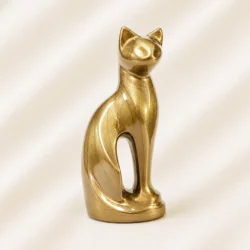 Gold Finish Cat Urn Statue image