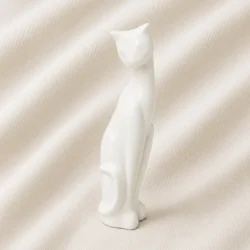 Minimalist White Cat Urn Statue image