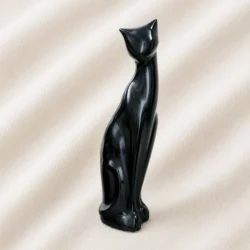 Glossy Black Cat Urn Statue image