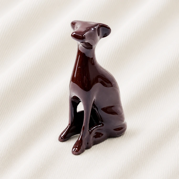 Glossy Brown Dog Urn Statue Image 1