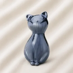 Glossy Grey Cat Urn Statue image