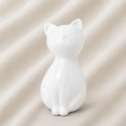 Glossy White Sleeping Cat Urn Statue image