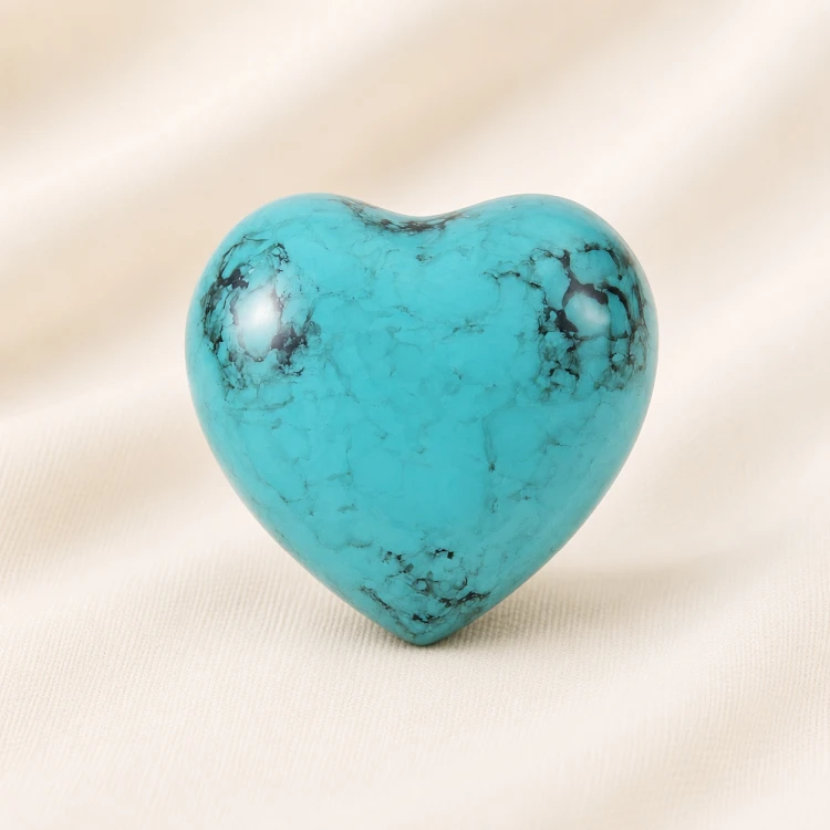 Turquoise Heart Keepsake Urn – Stone Finish Memorial Urn Image 1