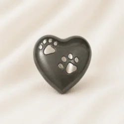 Heart Shaped Pet Urn with Paw Print Inlay image