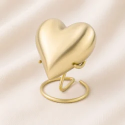 Matte Gold Heart Keepsake Urn with Stand – Luxury Display Memorial Urn image