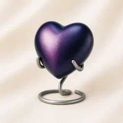 Cosmic Purple Heart Keepsake Urn with Stand – Premium Display Memorial Urn image