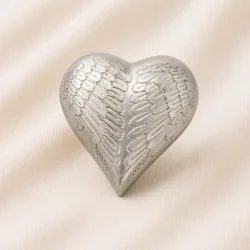 Angel Wings Heart Keepsake Urn – Silver Memorial Urn image