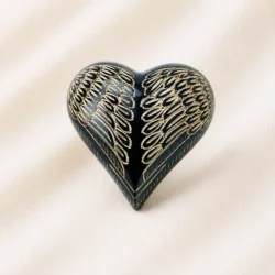 Black & Gold Angel Wings Heart Keepsake Urn – Luxury Memorial Urn image