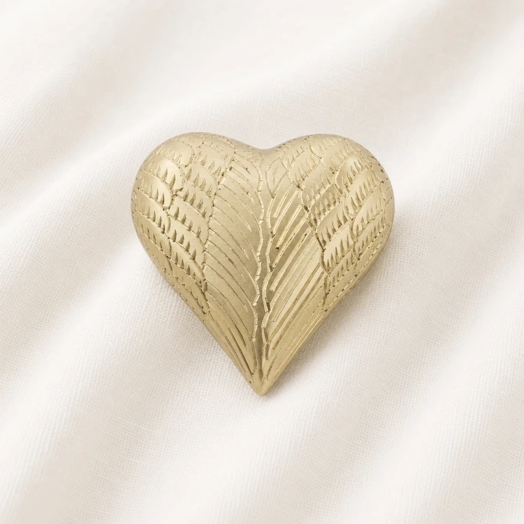 Gold Angel Wings Heart Keepsake Urn – Premium Memorial Urn Image 1