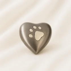 Heart Shaped Pet Urn with Gold Paw Inlay image