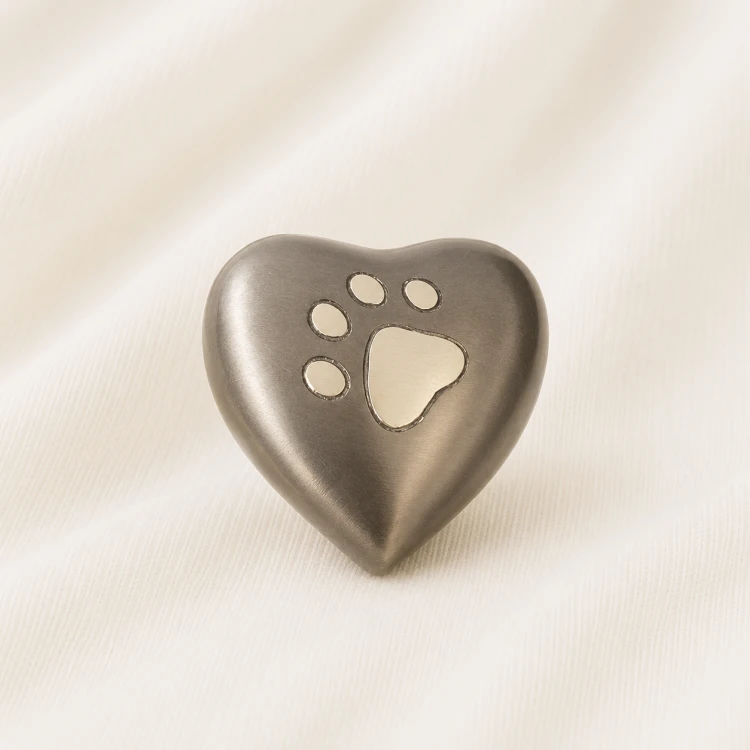 Heart Shaped Pet Urn with Gold Paw Inlay Image 1